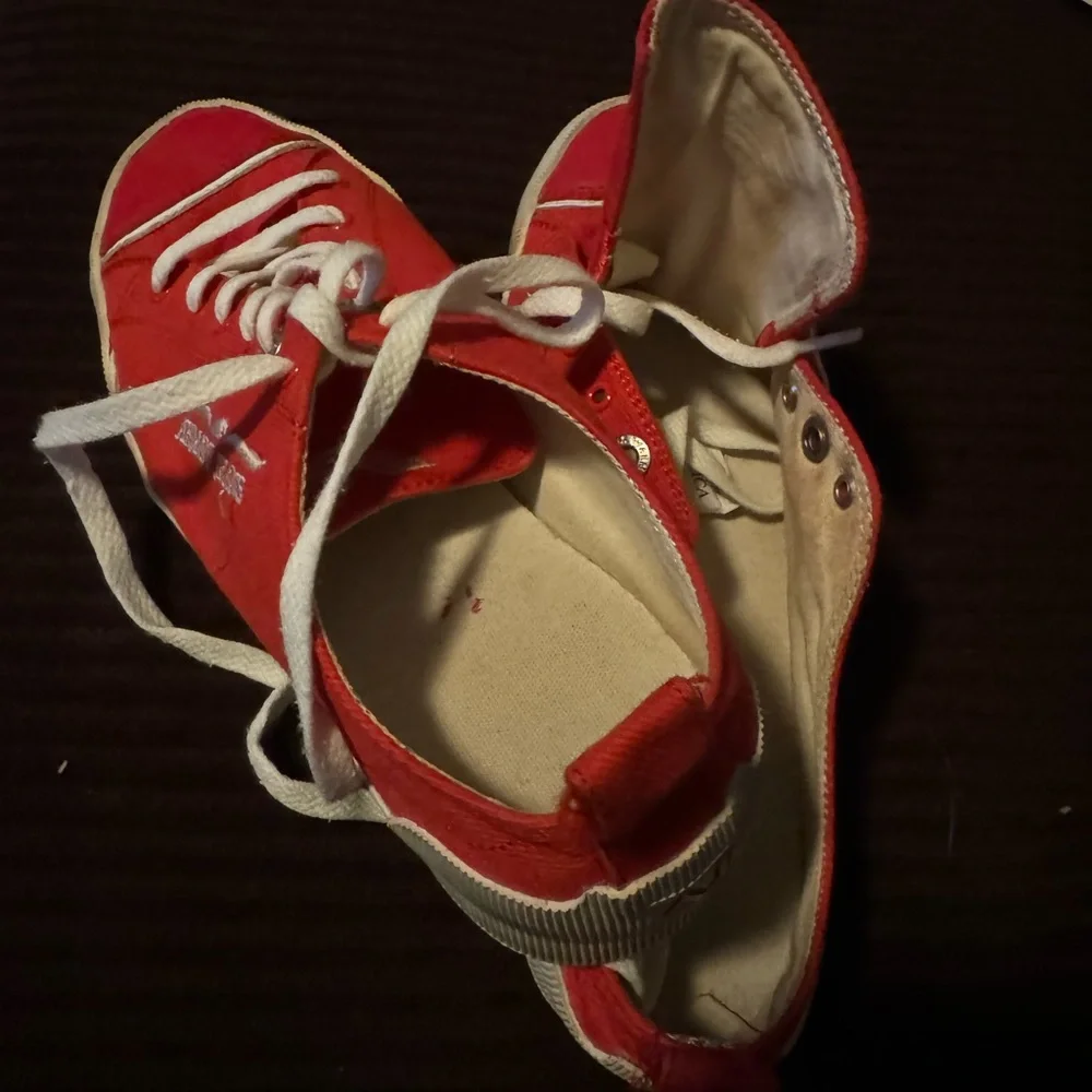 Red Armani Jeans tennis shoes, unisex men’s size 7.5/40.5!!!!